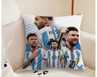 Messi Soccer Pillow Cover – Soft Cushion Case for Sofa, Bedroom, Office – Football Player Throw Pillow Decor – Multiple Sizes & Styles