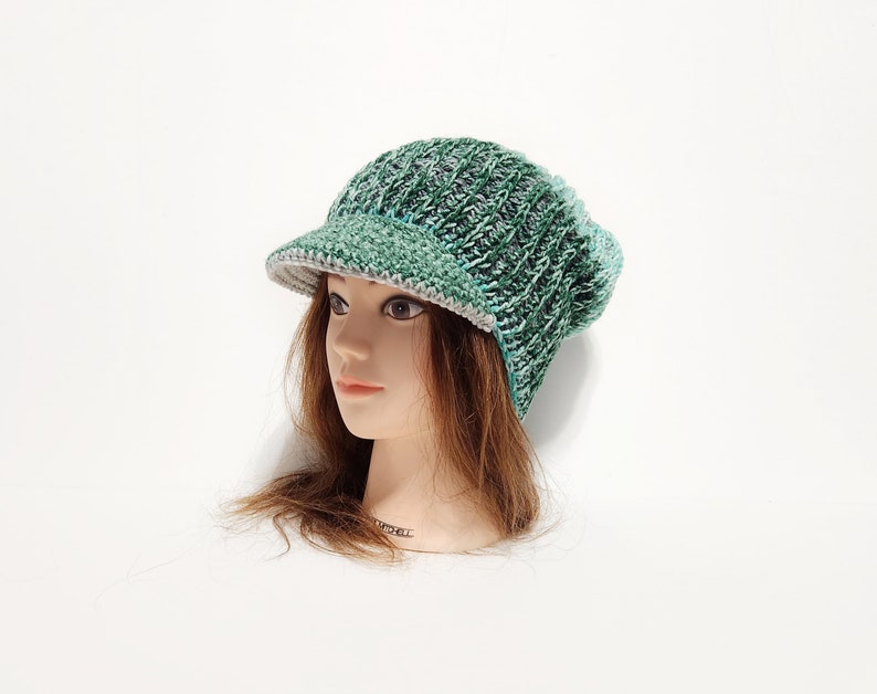 Newsboy Cap, Women's Hat, Tunisian Crochet Hat For Women, Visor Cap, Slouchy Beanie, Newsboy Hat image 6