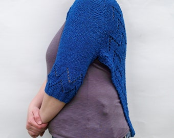 Bolero de punto de encaje: bolero azul victoriano, mangas hasta el codo