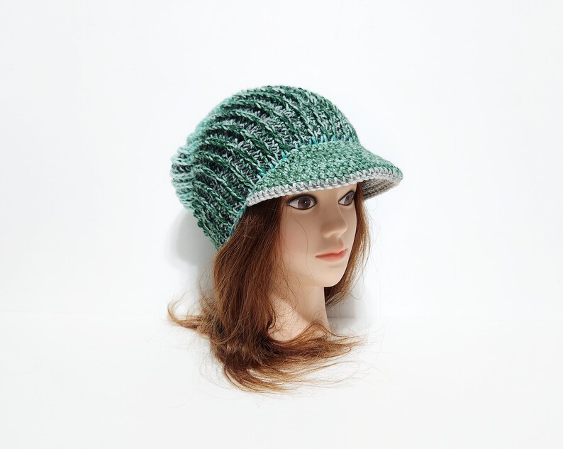 Newsboy Cap, Women's Hat, Tunisian Crochet Hat For Women, Visor Cap, Slouchy Beanie, Newsboy Hat image 2