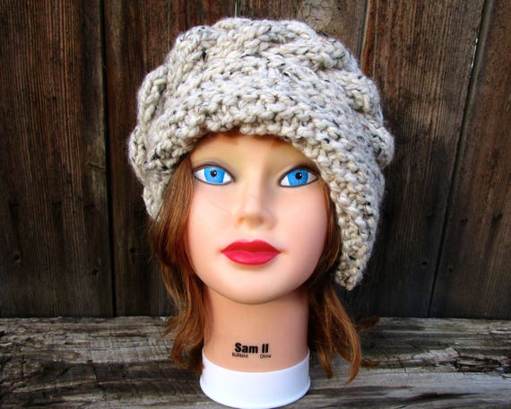 Cloche Hat Women, Chunky Knit Beanie, Slouchy Cable Knit Hat Cloche Hat Women, Chunky Knit Beanie, Slouchy Cable Knit Hat