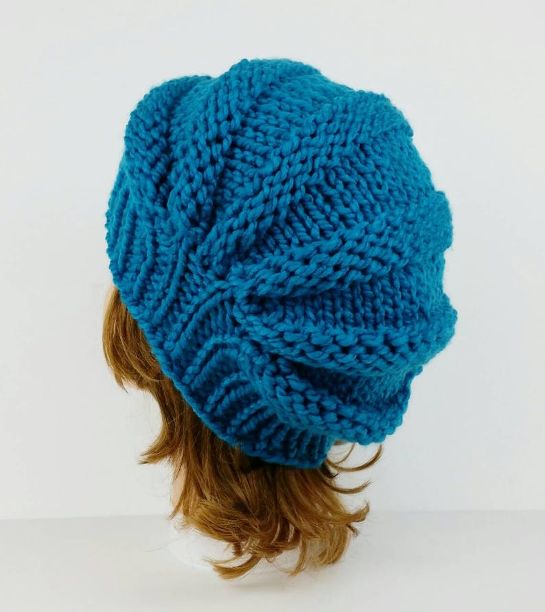 Knit Beanie Hat Electric Blue Hat Knit Hat Women's Hat Etsy