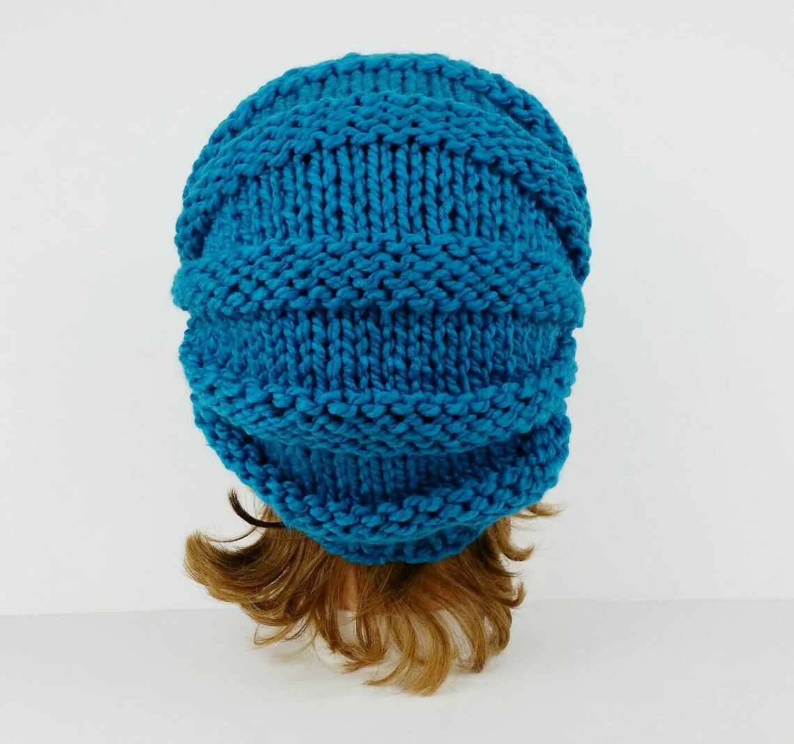 Knit Beanie Hat Electric Blue Hat Knit Hat Women's Hat Etsy