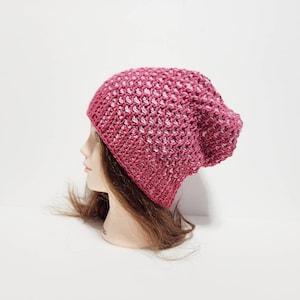 Tunisian Crochet Slouchy Hat, Women&#39;s Beanie, Crochet Hat, Slouchy Beanie, Hat For Women