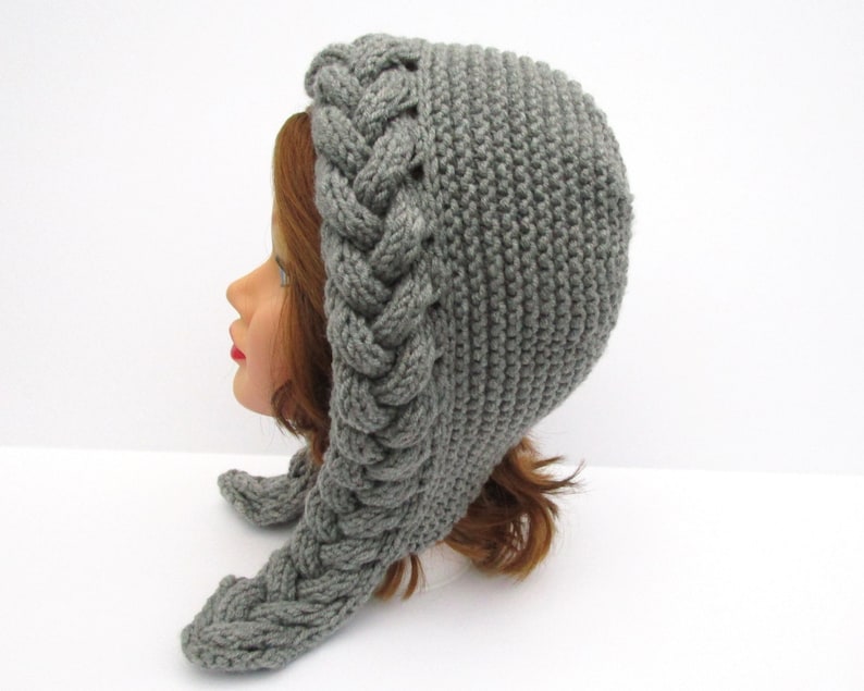 PDF PATTERN ONLY Hood Hat Knitting Pattern, Bonnet Patterns For Women, Cable Knit Hat Pattern, Women's Chunky Knit Hat Patterns image 2