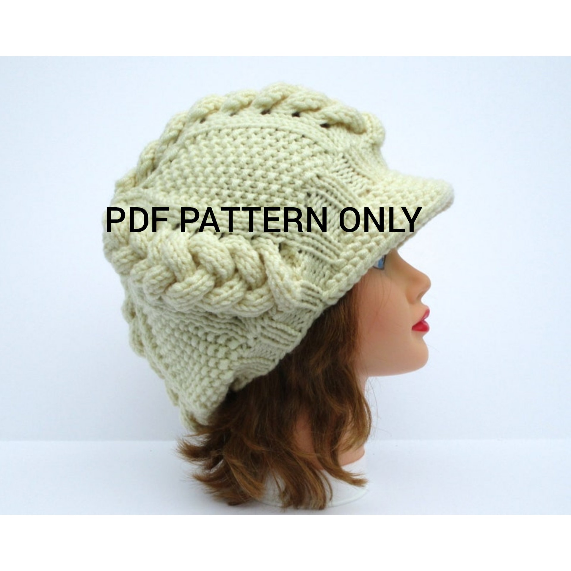 Cable Knit Newsboy Hat Pattern: Women