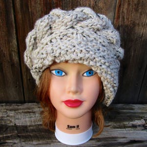 Cloche Hat Women, Chunky Knit Beanie, Slouchy Cable Knit Hat, Winter Hat For Women, Slouchy Beanie Hat, Knit Cloche Hat, MADE TO ORDER image 4