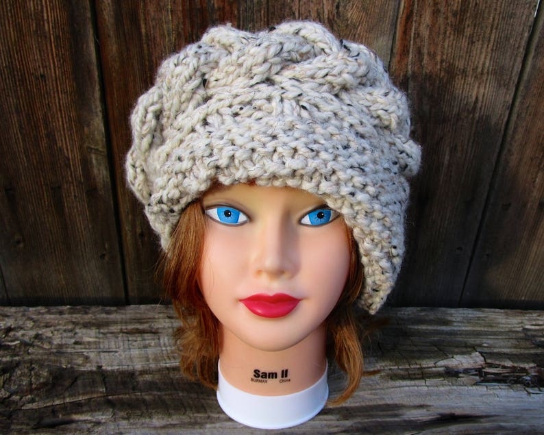 Cloche Hat Women, Chunky Knit Beanie, Slouchy Cable Knit Hat, Winter Hat For Women, Slouchy Beanie Hat, Knit Cloche Hat, MADE TO ORDER image 4