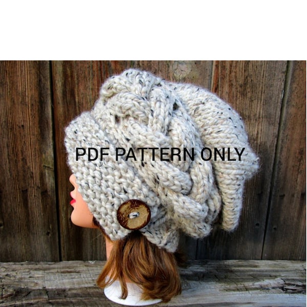 PDF PATTERN ONLY - Cloche Hat / Newsboy Hat Pattern, Slouchy Cable Knit Hat Pattern, Beanie Knitting Patterns For Women, 2 Patterns In 1