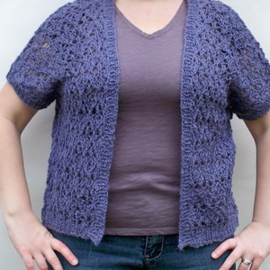 Women&#39;s Knit Sweater, Lace Knit Cardigan, Purple Sweater, Cardigan Sweaters For Women, Short Sleeved Sweater Jacket, Women&#39;s Cardigan