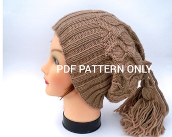 PDF PATTERN ONLY - Cowl / Hat Knitting Patterns For Women, Knit Beanie Hat Pattern, Knitting Patterns For Hats, Winter Hat Pattern