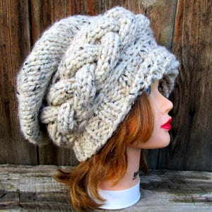 Cloche Hat Women, Chunky Knit Beanie, Slouchy Cable Knit Hat, Winter Hat For Women, Slouchy Beanie Hat, Knit Cloche Hat, MADE TO ORDER image 3