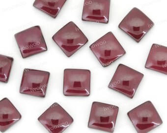 Square Garnet Cabochons | 6mm x 6mm Red Garnet Cabochons