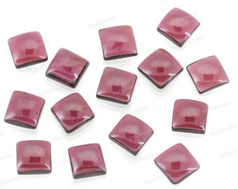 Square Garnet Cabochons | 7mm x 7mm Red Garnet Cabochons Square Shape | Flat Back Square Garnet Cabochons 7mm x 7mm