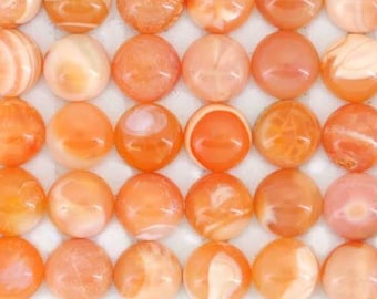 Round Mexican Fire Opal Cabochons 10mm | One 10mm Round Fire Opal Cabochon | Orange Opal Cabochons | Flat Back Mexican Fire Opal Gemstones