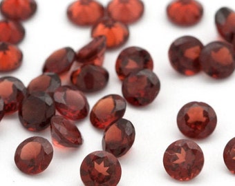 Red Garnet Gemstones | TWO 4mm Faceted Natural Garnet Gemstones Deep Red | 4mm Round Garnet Gemstones