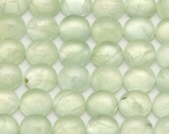 Cabujones redondos de prehnita / DOS cabujones de prehnita verde redondo de 6 mm / cabujones de prehnita plana de 6 mm de primavera / prehnita de espalda plana