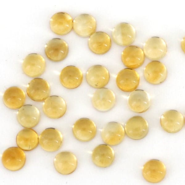 Round Citrine Cabochons 4mm - TWO 4mm Round Citrine Cabochons | Flat Back Citrine