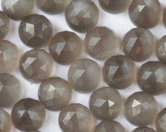 Rose Cut Black Moonstone Cabochons 6mm | TWO Rose Cut Black Moonstone Cabochons | Gray Moonstone | 6mm Round Moonstone