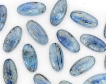 Oval Kyanite Cabochons | ONE 6mm x 12mm Beautiful Oblong Blue Kyanite Cabochon | 6mm x 12mm Royal Blue Silver Tone Kyanite Cabochons