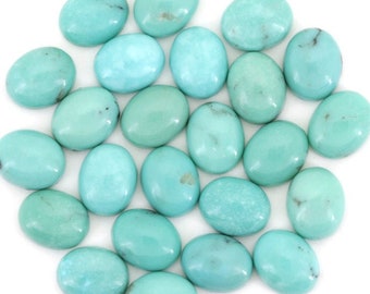 Oval Campitos Turquoise Cabochons ONE 8mm x 10mm Blue Oval Turquoise Cabochons | Flat Back Turquoise