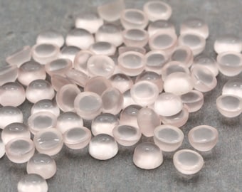 Round Rose Quartz Cabochons FOUR 4mm Pink Rose Quartz Cabochons | Baby Pink Quartz Cabochons