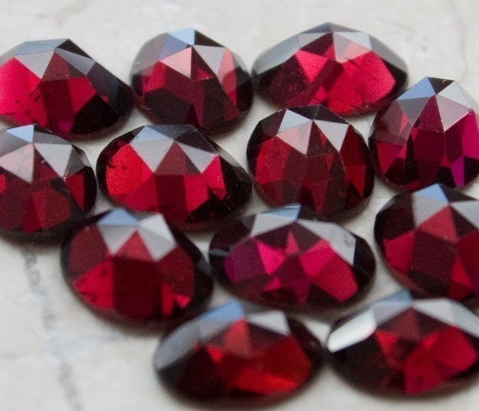 Oval Garnet Cabochons | TWO Oval Garnet Cabochons 6mm x 8mm | Rose Cu…