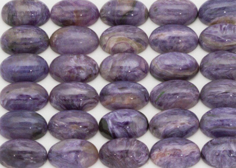 Oval Charoite Cabochons ONE 8mm x 12mm Oval Charoite Cabochon Purple unique image 1