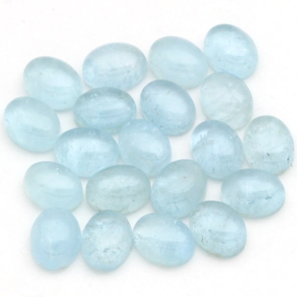 Oval Aquamarine Cabochons 7mm x 9mm ONE Oval Blue Aquamarine Cabochon | Genuine Aquamarine Cabochons |  Natural Aquamarine Cabochons