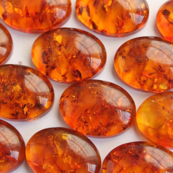 15x20mm Oval Natural Golden Honey Baltic Amber Cabochons - One