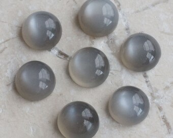 TWO Round Black Catseye Moonstone Cabochons 6mm | Black Moonstone Cabochons | Gray Moonstone | 6mm Round Moonstone