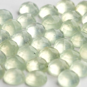 Rose Cut Round Prehnite Cabochons 8mm | One Faceted Round Prehnite Cabochon - 8mm