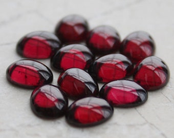 Oval Garnet Cabochons | 8mm x 10mm Red Garnet Cabochons | Oval Red Garnet Gemstone | Natural Garnet Cabochons