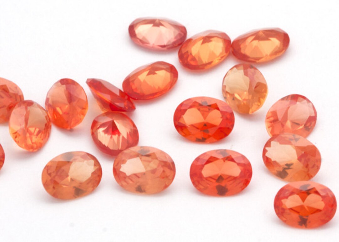 6mm X 8mm Faceted Oval Lab Created Orange Padparadscha - Etsy