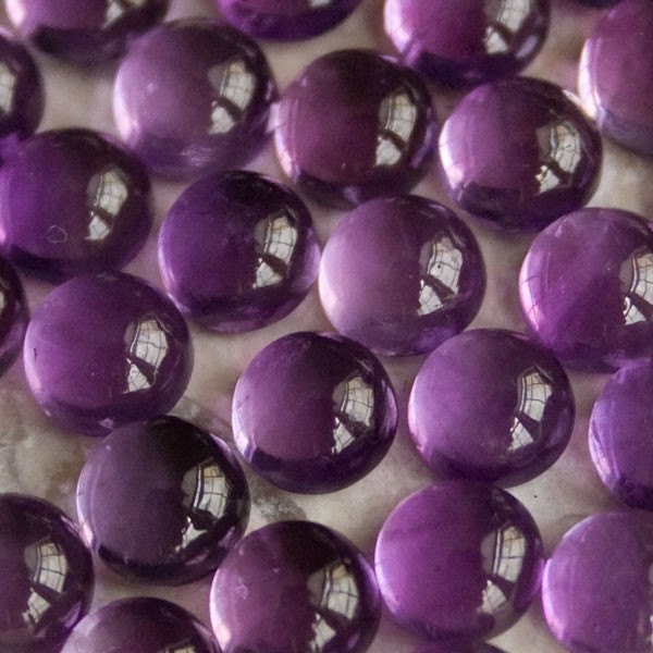 Round Amethyst Cabochons | TWO 6mm Deep Purple Round Amethyst Cabocho…