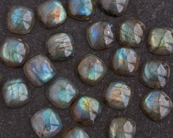 12mm  - Brilliant Square Cushion Labradorite Cabochons Gemstones Jewelry Making