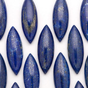 10mm x 30mm Marquis Shaped Blue Lapis Lazuli Cabochons with Golden Pyrite