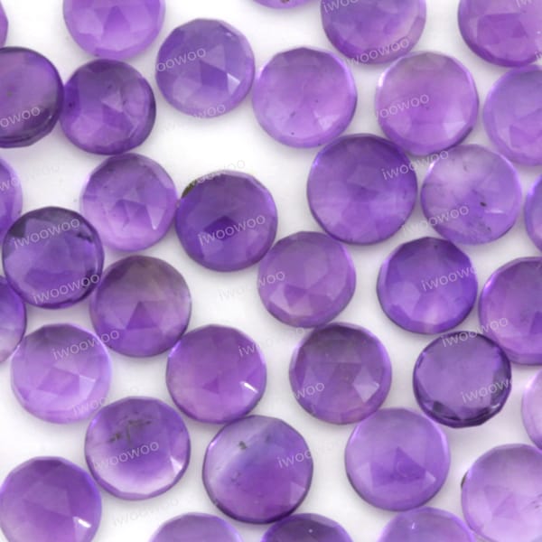 Round Amethyst Cabochons | TWO 4mm Purple Round Rose Cut Amethyst Cabochons | Round Rose Cut Amethyst Cabochons | Natural African Amethyst