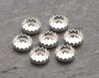 Engastes de plata dentados de 3 mm / Engastes redondos para cabujones de 3 mm / Engastes de plata 925 / Engastes de plata maciza / Engastes redondos de plata 925 de 3 mm