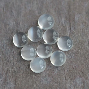 White Moonstone Cabochons 5mm Round | TWO 5mm Round White Moonstones | Round Moonstone Cabochons | Milky Moonstone 4mm Round