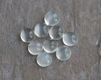 White Moonstone Cabochons 5mm Round | TWO 5mm Round White Moonstones | Round Moonstone Cabochons | Milky Moonstone 4mm Round