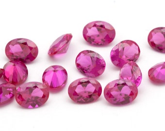 6mm x 8mm Faceted Oval Pink Tourmaline Gemstones | Pink Sapphire Gemstone | Oval Tourmaline Lab Created Corundum | Bubble Gum Rose