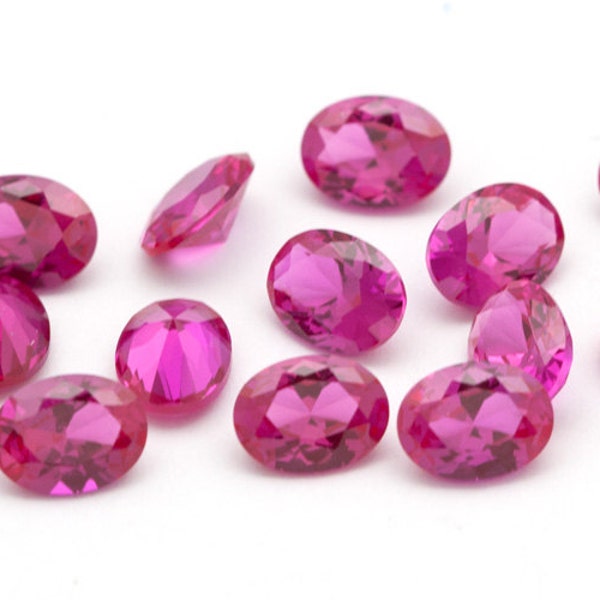 6mm x 8mm Faceted Oval Pink Tourmaline Gemstones | Pink Sapphire Gemstone | Oval Tourmaline Lab Created Corundum | Bubble Gum Rose