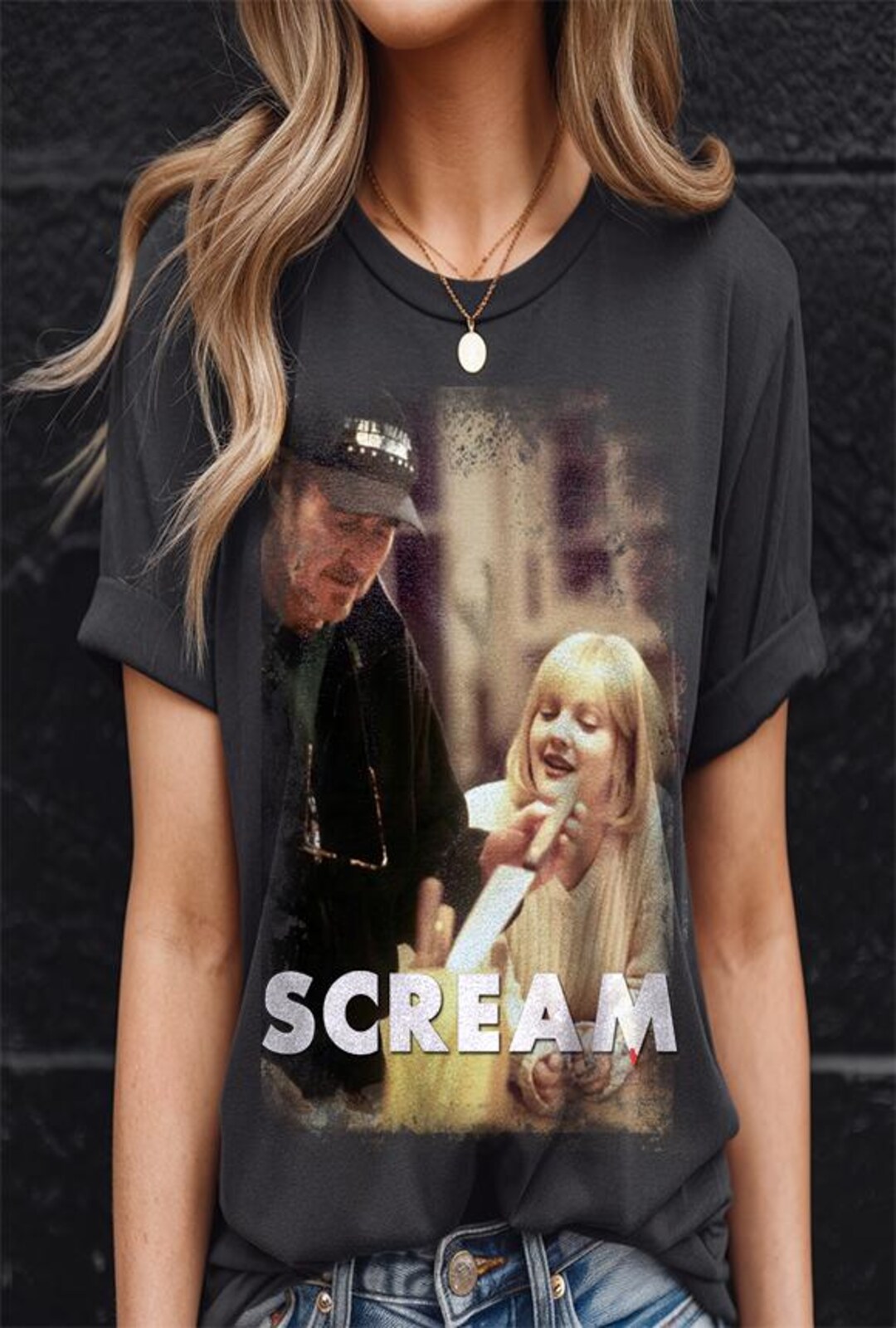 Scream Vintage Horror Movie Tee, Drew Barrymore Set Photo Shirt ...