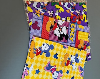 Bundle of Vintage Mickey Mouse Gift Wrap. Wrapping Paper