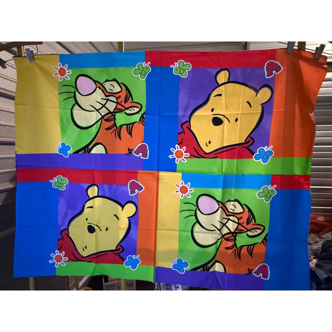 Tigger Panel Vintage Disney Winnie the Pooh Tigger Colorful Character Crib/ Blanket ...