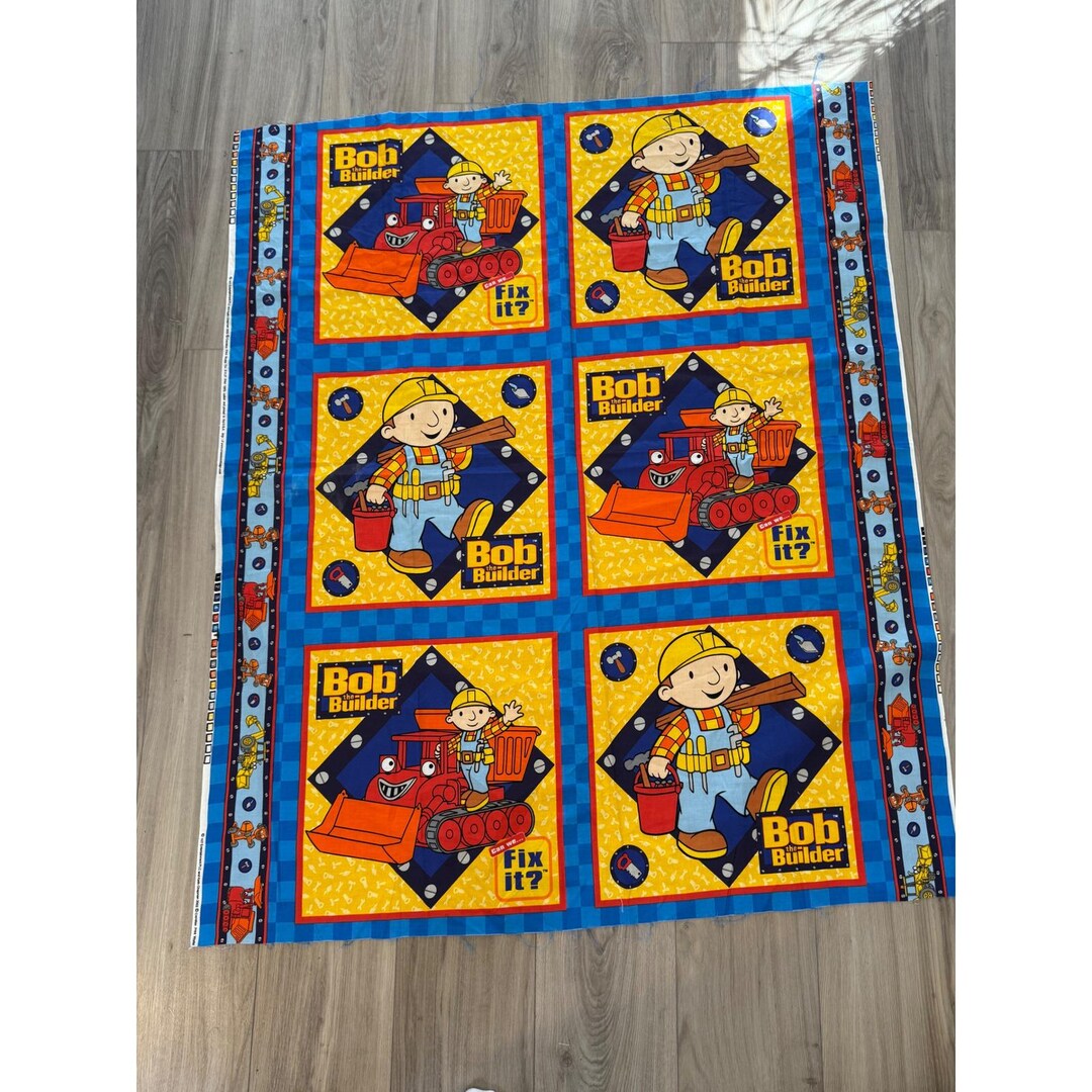 Vintage Bob the Builder Cotton Fabric Panel 2002 Cranston Print Works ...