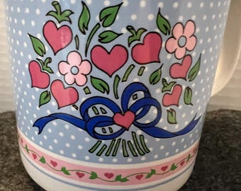 Sweet Vintage Mug Featuring a Boutique of Hearts and Flowers.