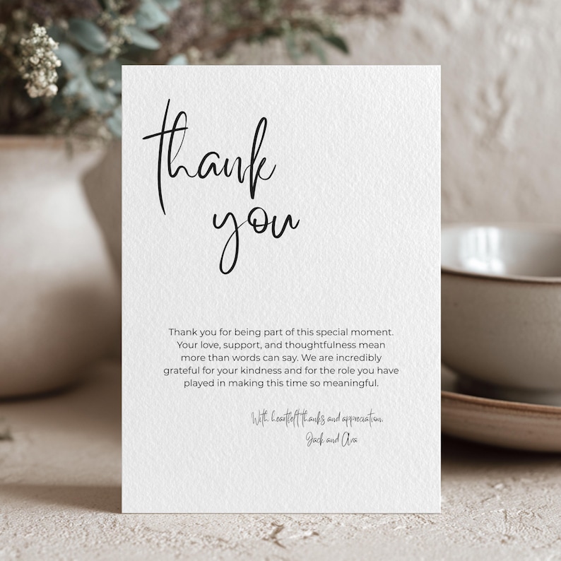 Modern Thank You Card Template | Minimalist 5x7 Printable (digital ...