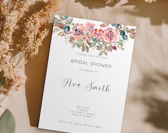 Floral Bridal Shower Invitation | Editable Template (Digital Download)